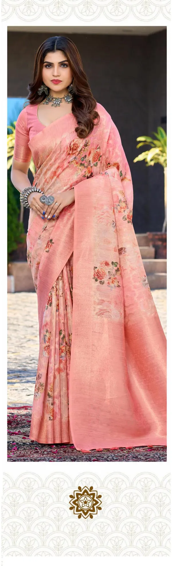 Multicolor_Jacquard_Weaved_Rich_Pallu_Jari_Border_Elegant_Party_Wear_Saree_With_Blouse