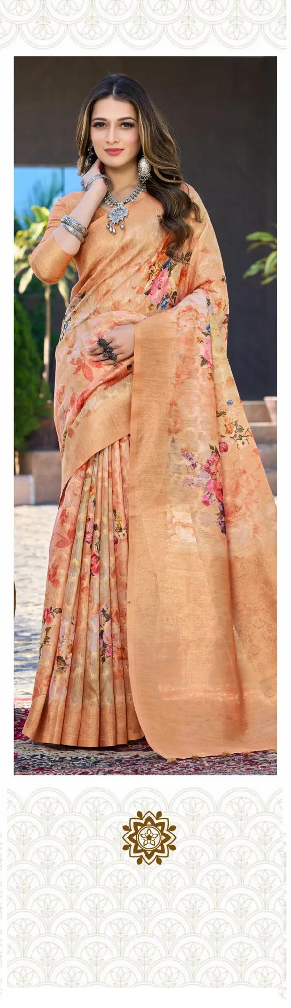Multicolor_Jacquard_Weaved_Rich_Pallu_Jari_Border_Elegant_Party_Wear_Saree_With_Blouse
