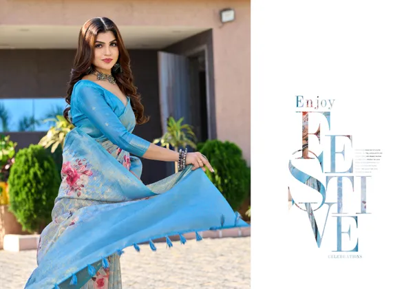 Multicolor_Jacquard_Weaved_Rich_Pallu_Jari_Border_Elegant_Party_Wear_Saree_With_Blouse