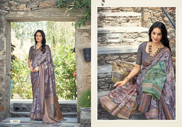 Multicolor_Jacquard_Weaved_With_Fancy_Jari_Rich_Pallu_Border_With_Digital_Printed_Saree_With_Blouse