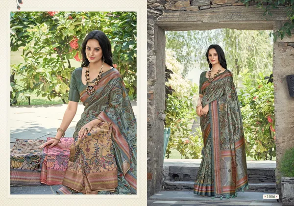 Multicolor_Jacquard_Weaved_With_Fancy_Jari_Rich_Pallu_Border_With_Digital_Printed_Saree_With_Blouse