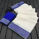 White and Blue__INDIAN LINEN SAREE