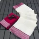 White and Pink__INDIAN LINEN SAREE