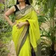 Leaf Green__INDIAN LINEN SAREE