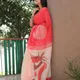 Red__INDIAN LINEN SAREE