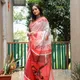 White and Orange__INDIAN LINEN SAREE